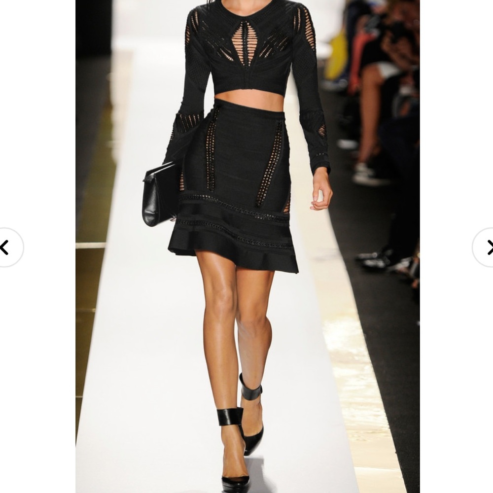Herve Leger crotchet cropped badange top